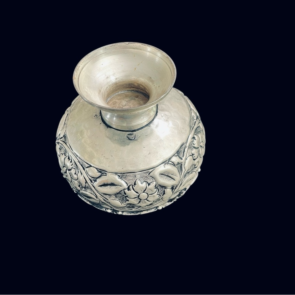 Vtg Forever Lovely and Beautiful Lacquered Silver Plate Floral Etched Bowl India - Picture 3 of 14